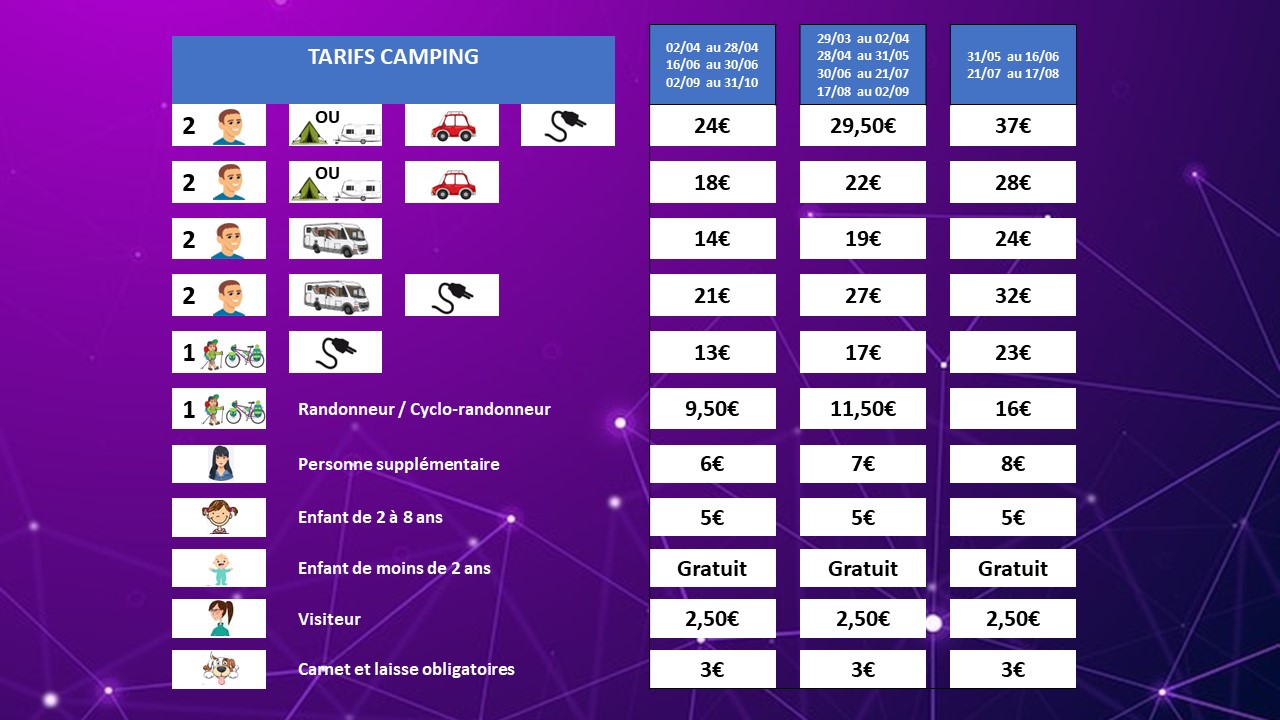 Tarifs Camping - Camping Le Canada - Saint Marcouf